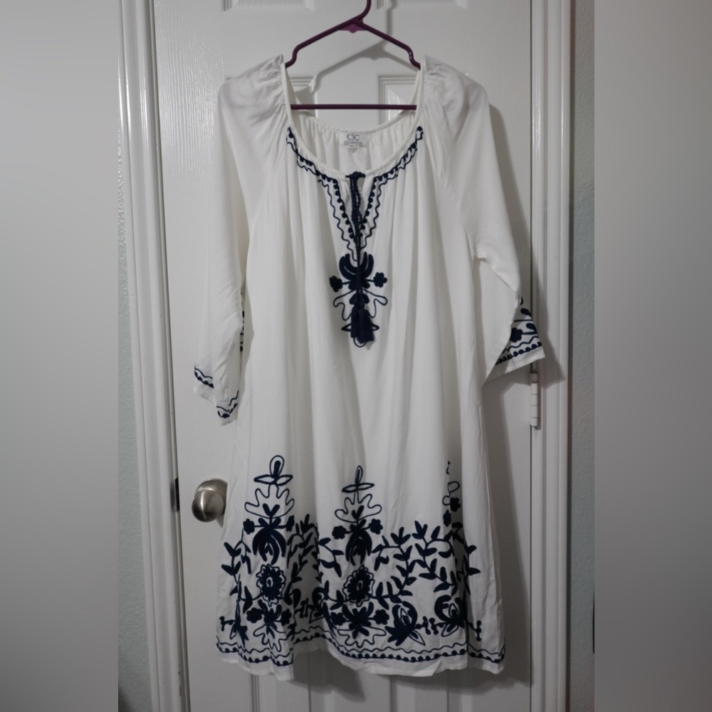 Blue and white dress